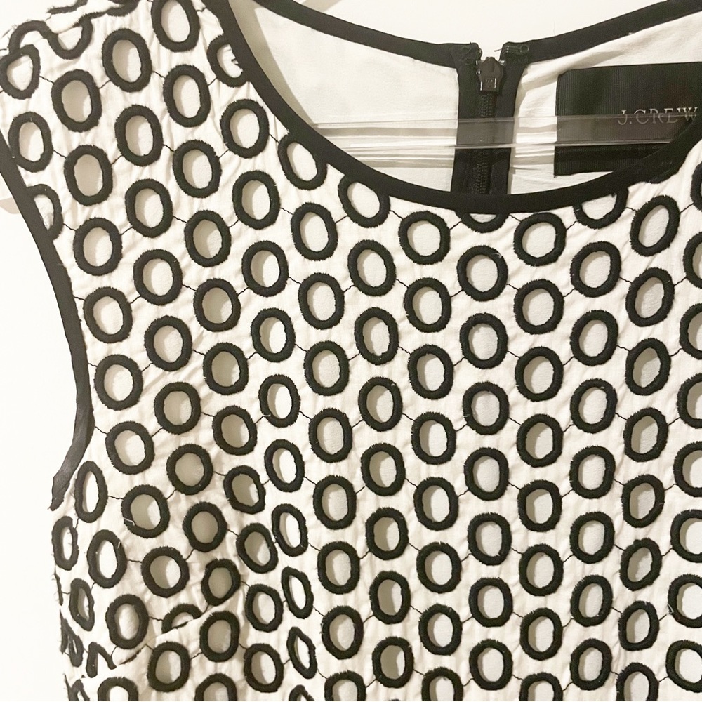 Women's Dress J Crew Black & White A line Punched-out Eyelet Dress Back… - Picture 4 of 8